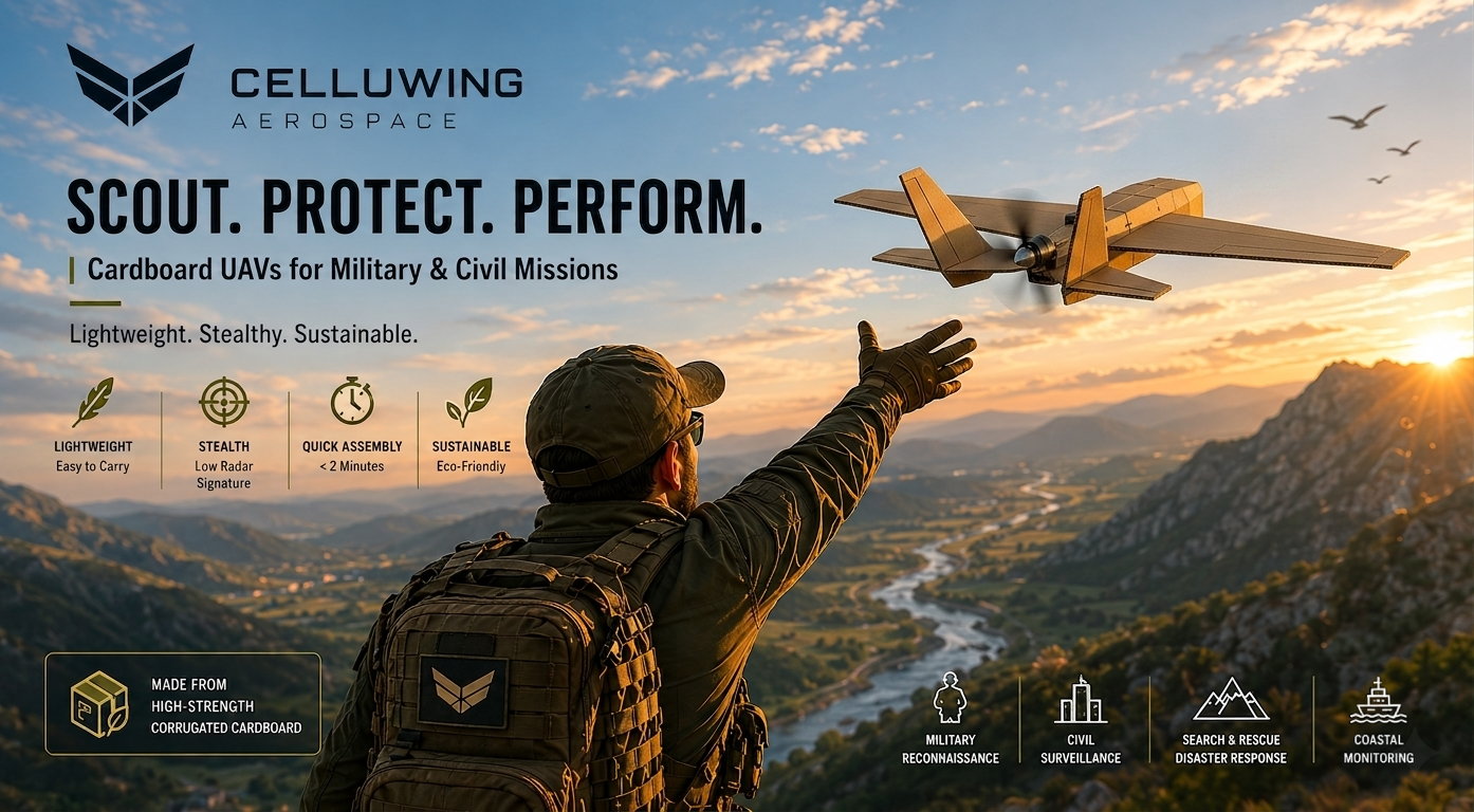 Field launch of a Celluwing cardboard reconnaissance UAV